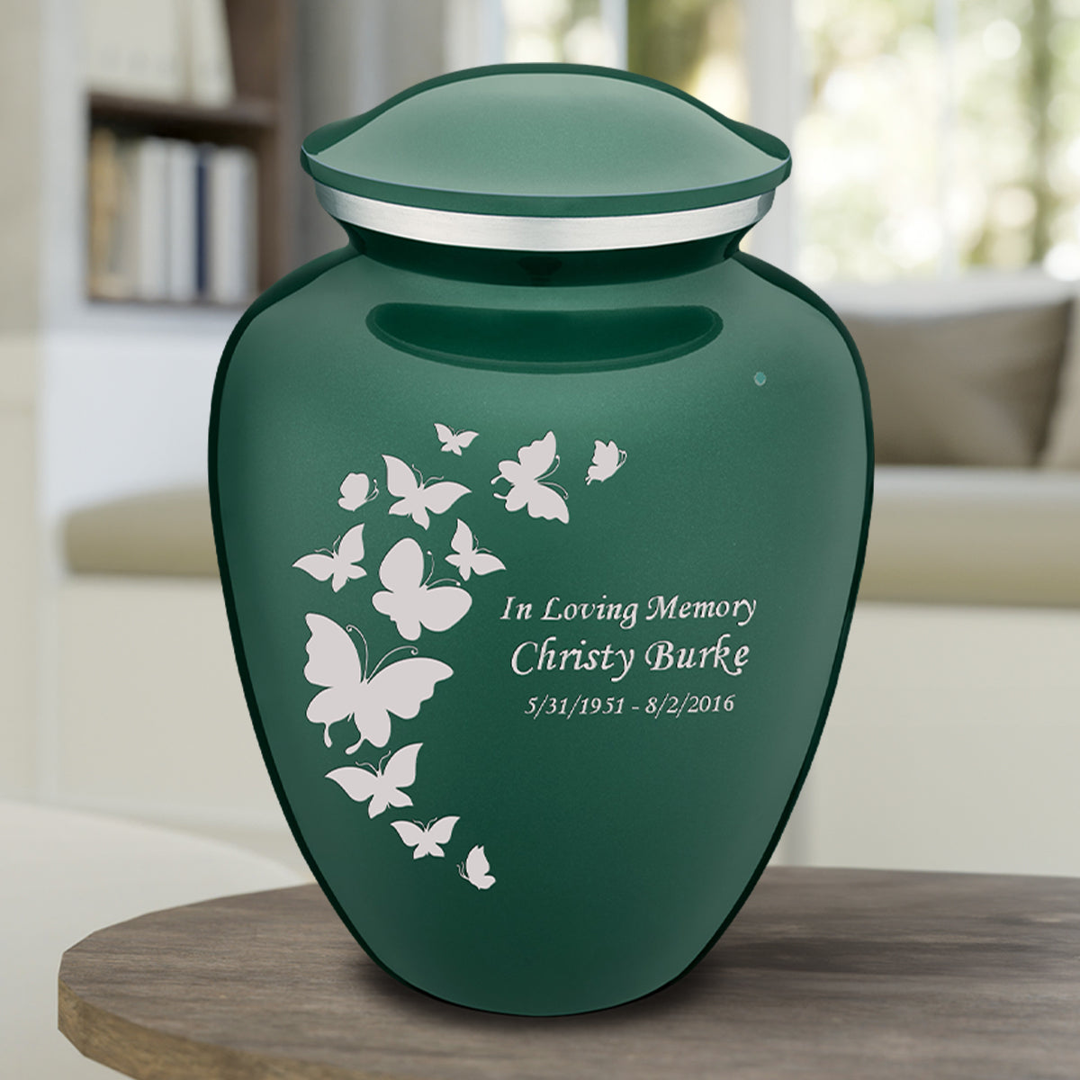 Adult Embrace Green Butterfly Cremation Urn