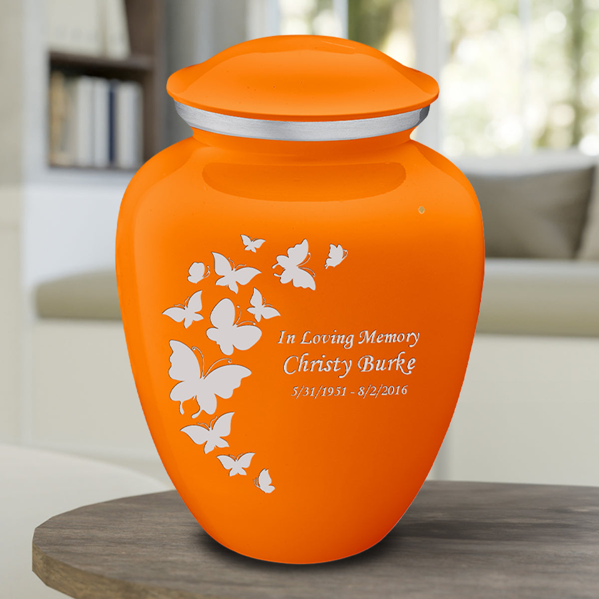 Adult Embrace Burnt Orange Butterfly Cremation Urn