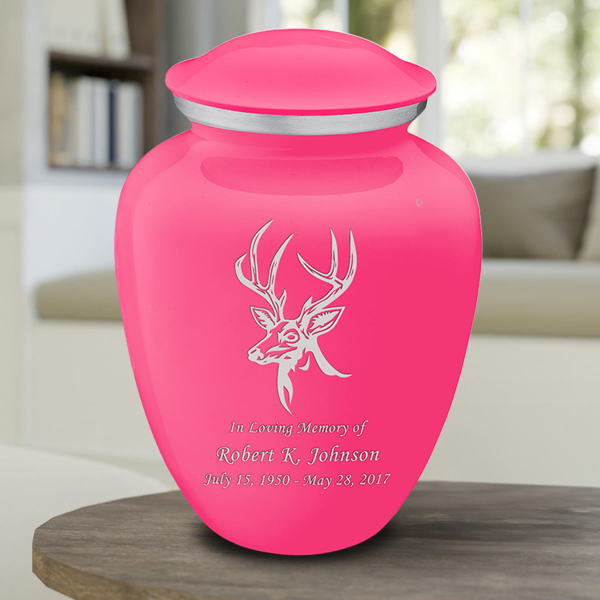 Adult Embrace Bright Pink Deer Cremation Urn