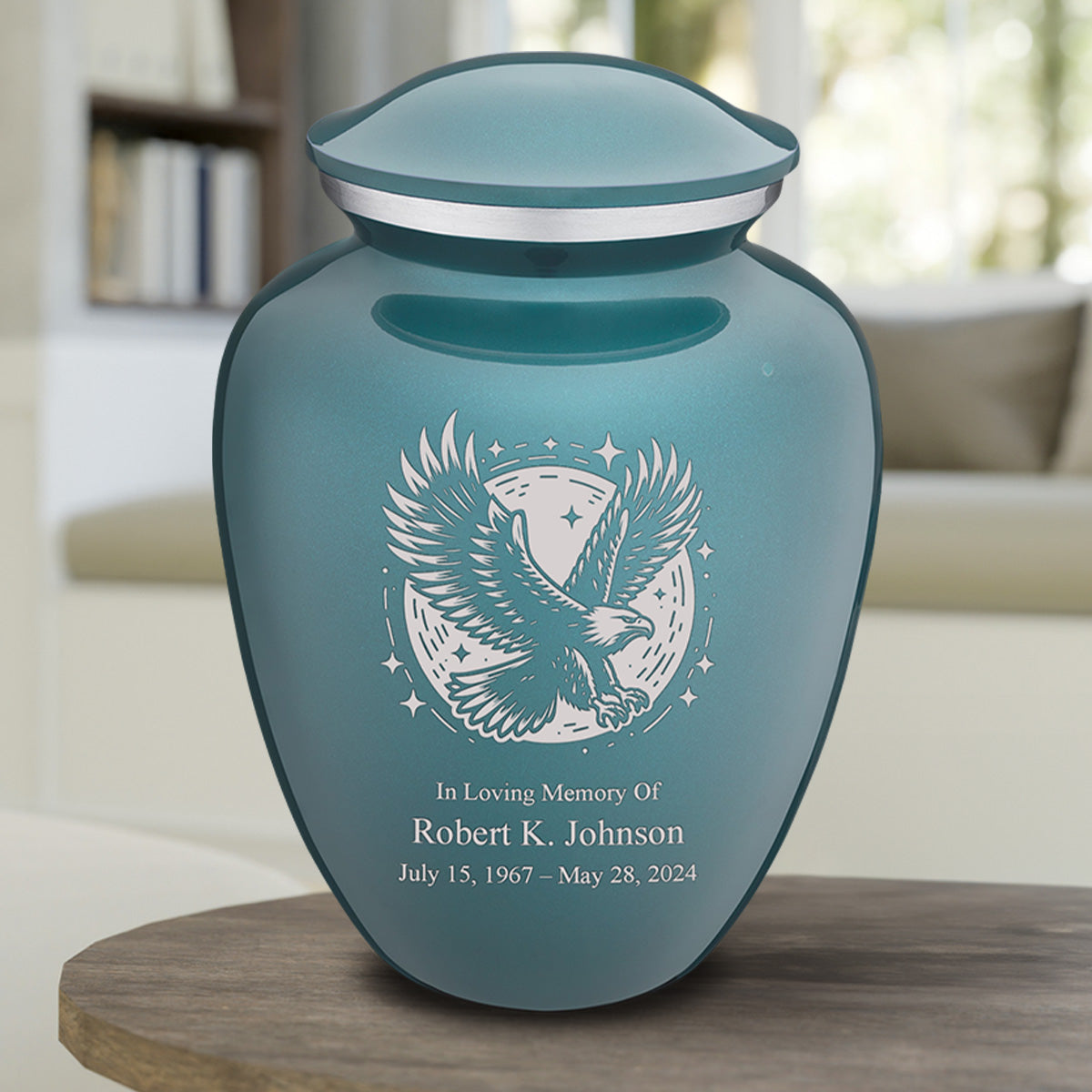 Adult Embrace Teal Flying Eagle Cremation Urn