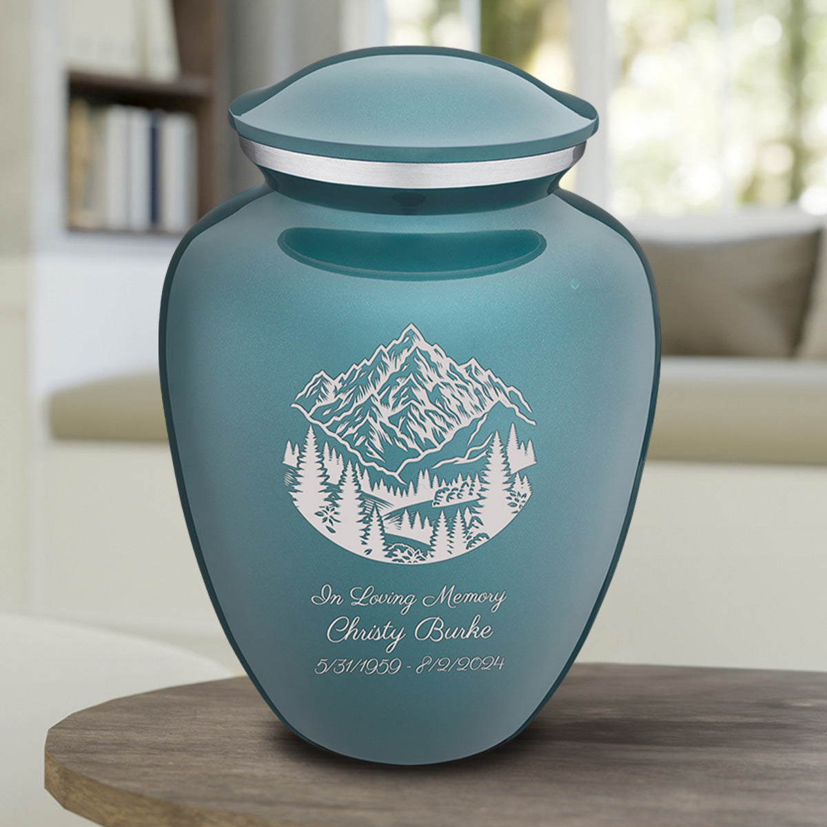 Adult Embrace Teal Rocky Mountains Cremation Urn