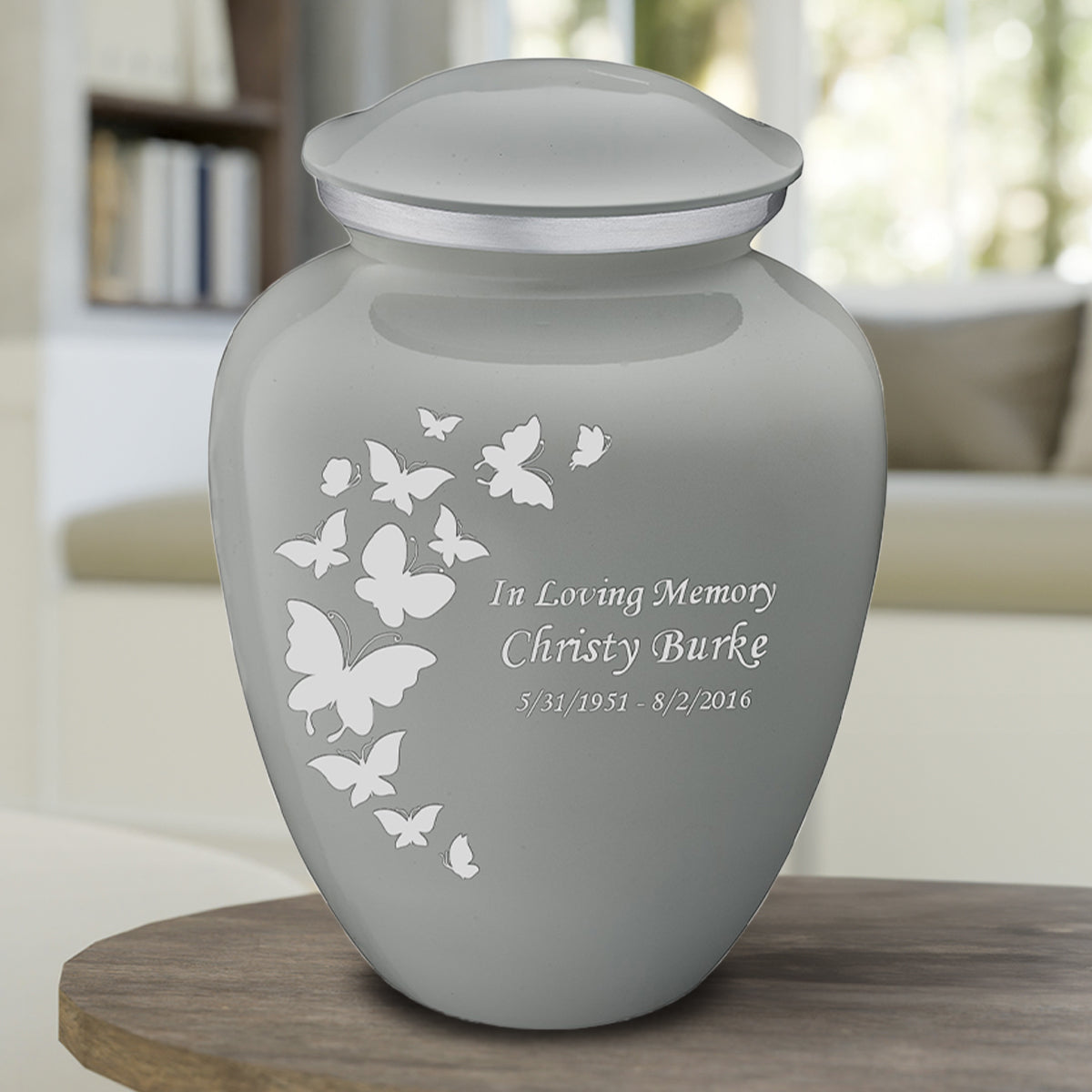 Adult Embrace Slate Grey Butterfly Cremation Urn