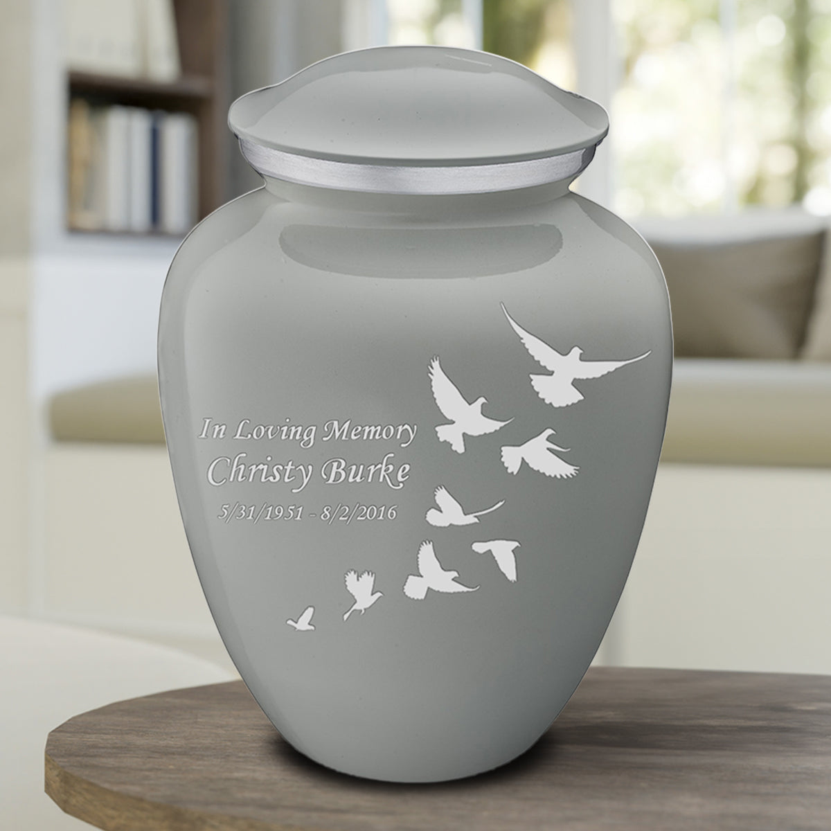 Adult Embrace Slate Grey Doves Cremation Urn
