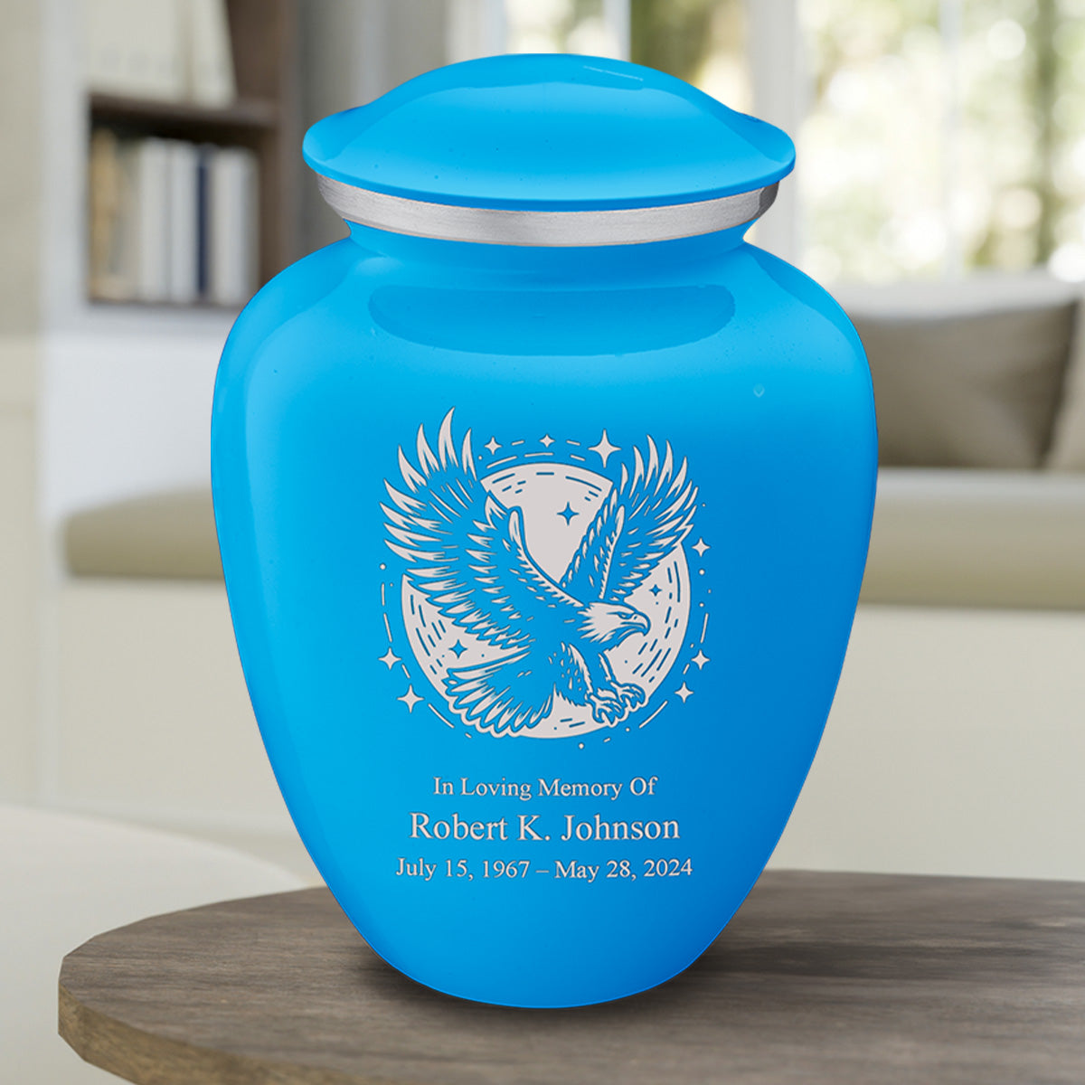 Adult Embrace Racing Blue Flying Eagle Cremation Urn