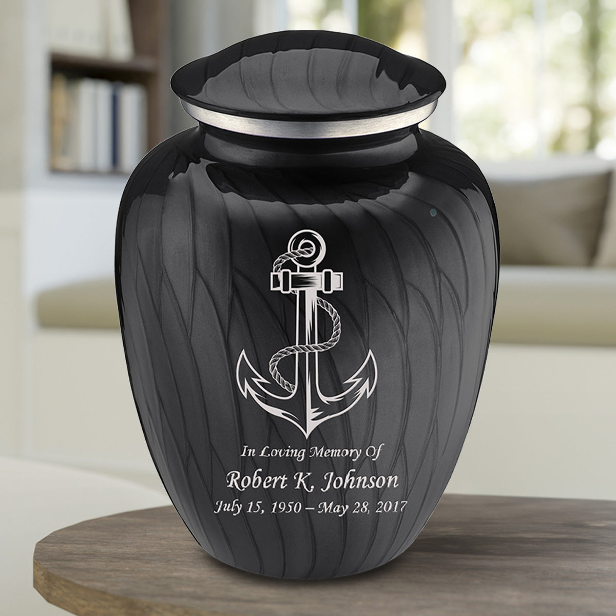 Adult Embrace Pearl Black Anchor Cremation Urn
