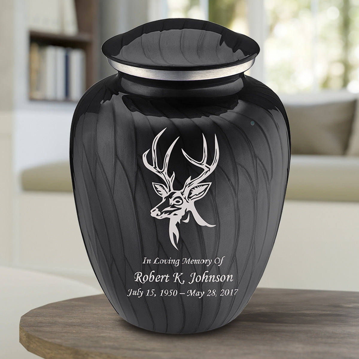 Adult Embrace Pearl Black Deer Cremation Urn