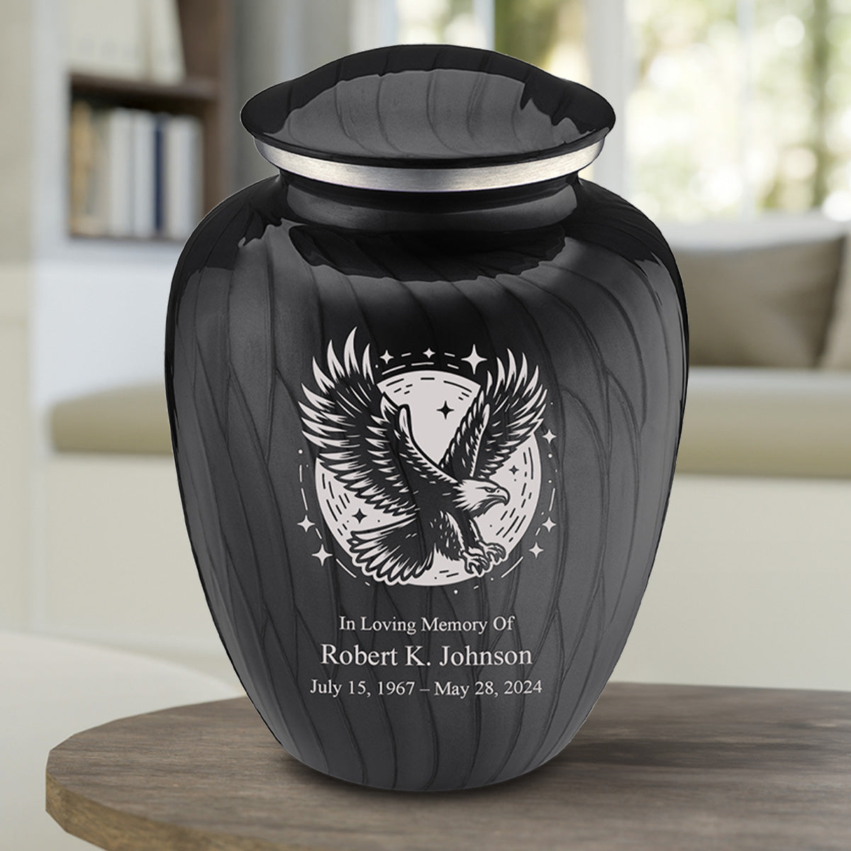Adult Embrace Pearl Black Flying Eagle Cremation Urn
