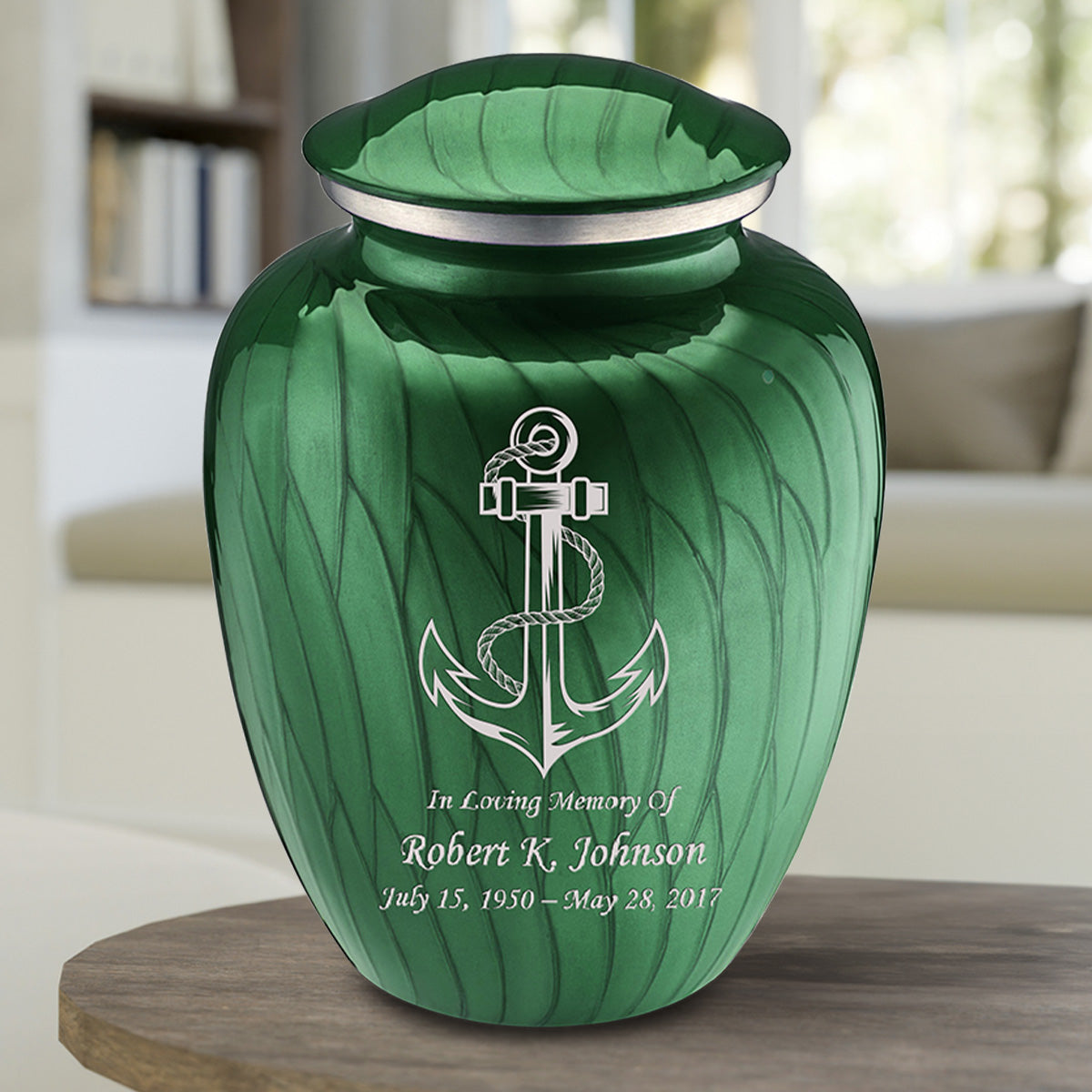 Adult Embrace Pearl Green Anchor Cremation Urn