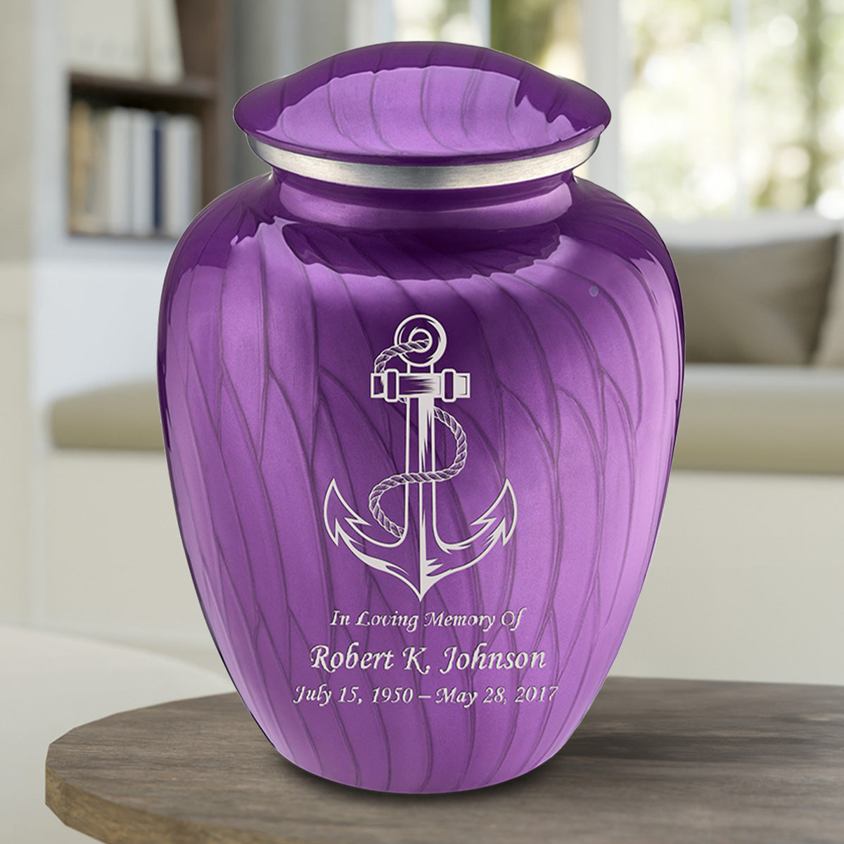 Adult Embrace Pearl Purple Anchor Cremation Urn