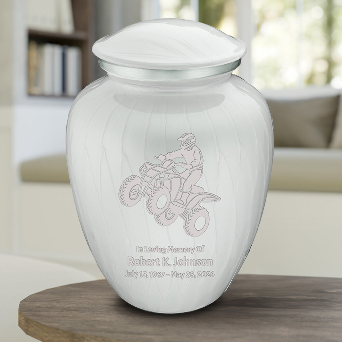 Adult Embrace Pearl White ATV Cremation Urn