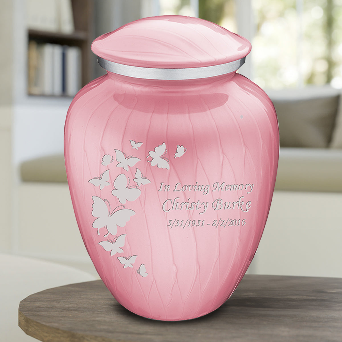 Adult Embrace Pearl Pink Butterfly Cremation Urn