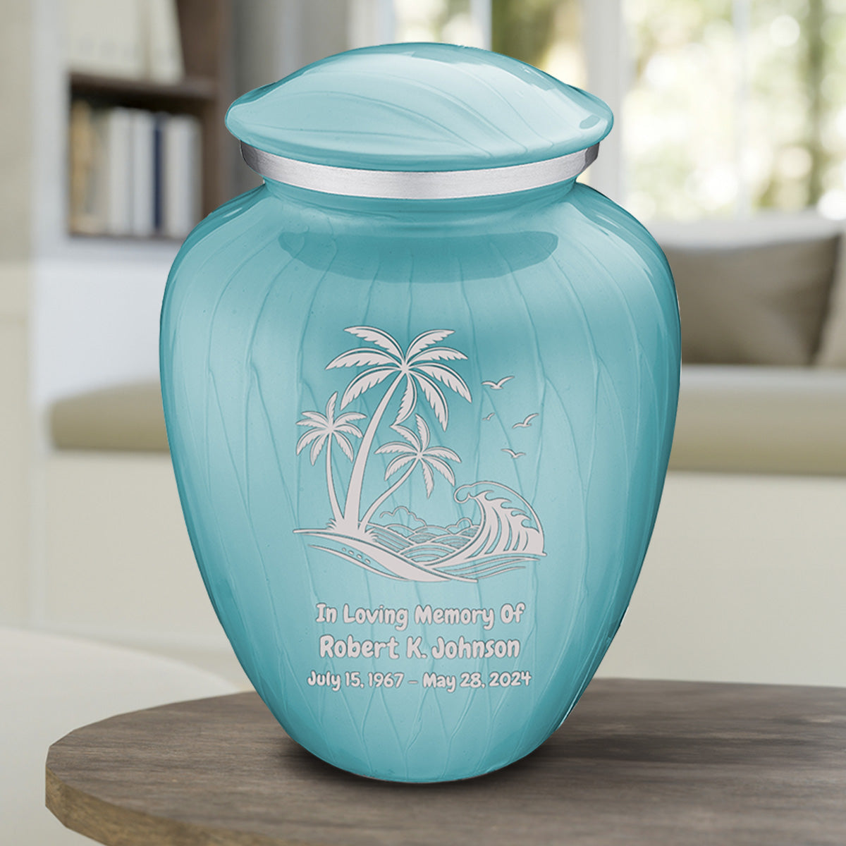 Adult Embrace Pearl Light Blue Palm Beach Cremation Urn