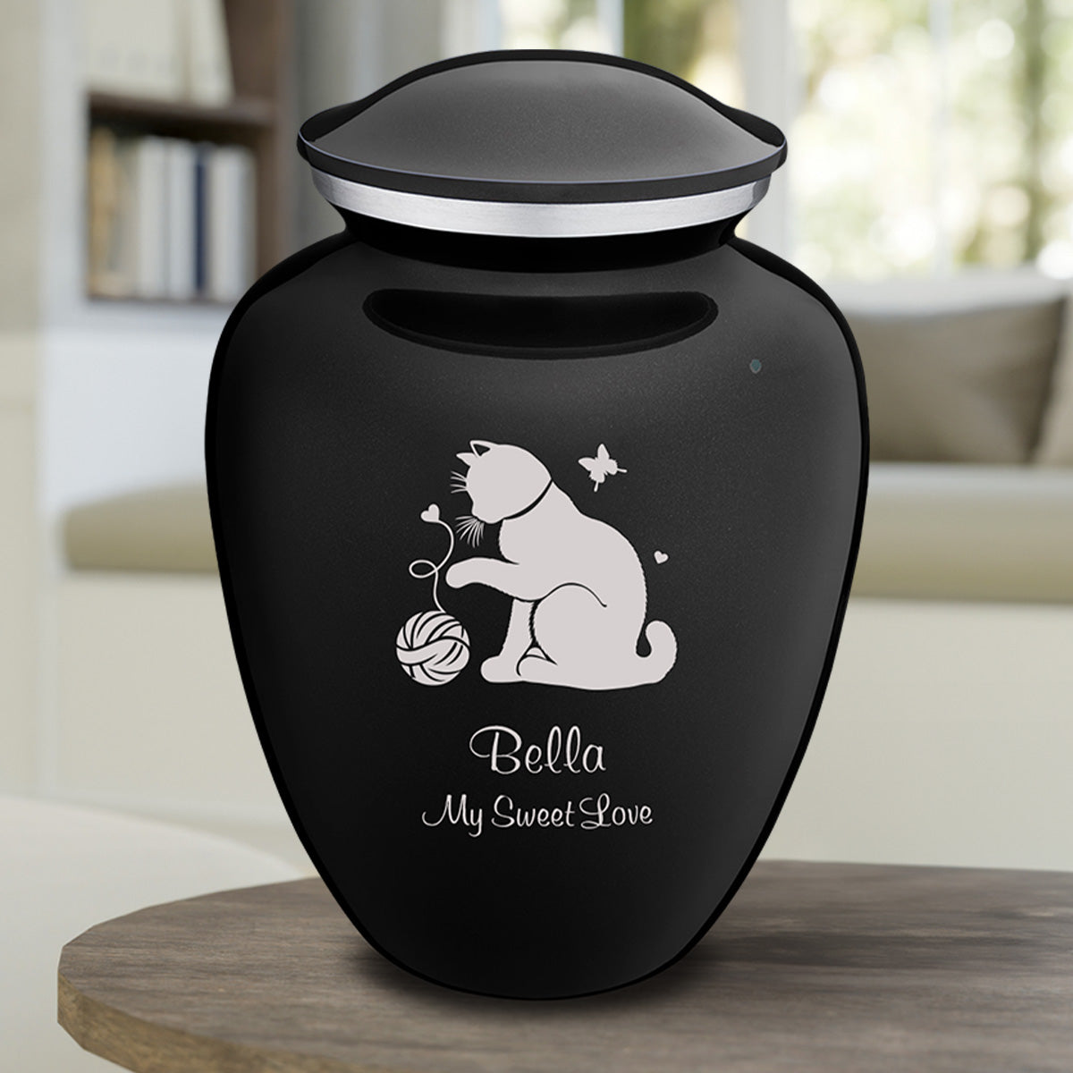 Large Embrace Black Pet Fun Cat Cremation Urn