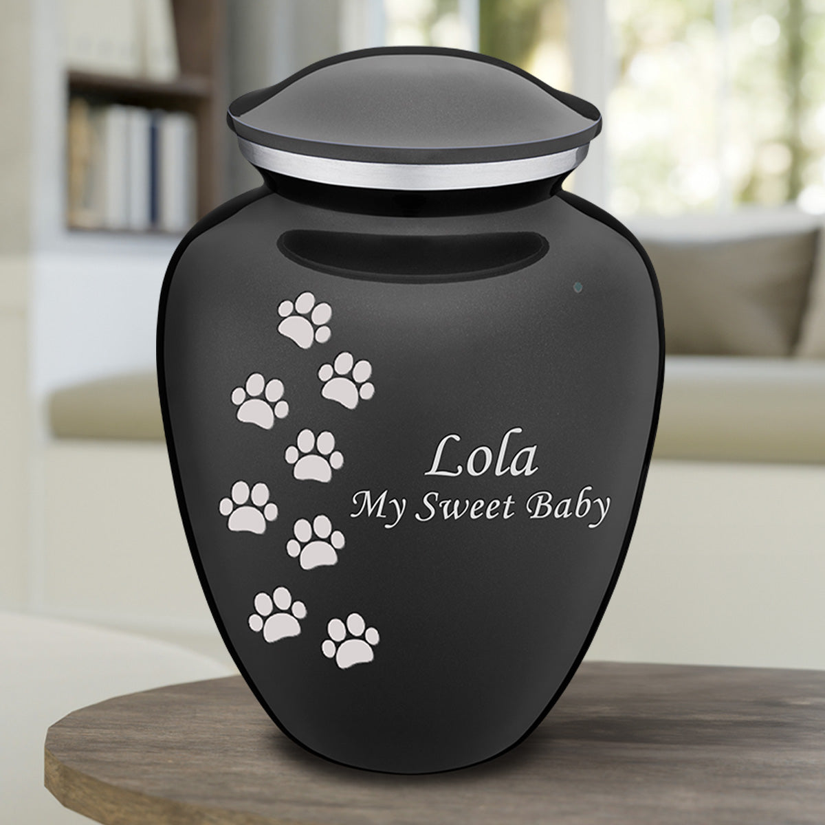 Medium Embrace Charcoal Walking Paws Pet Cremation Urn