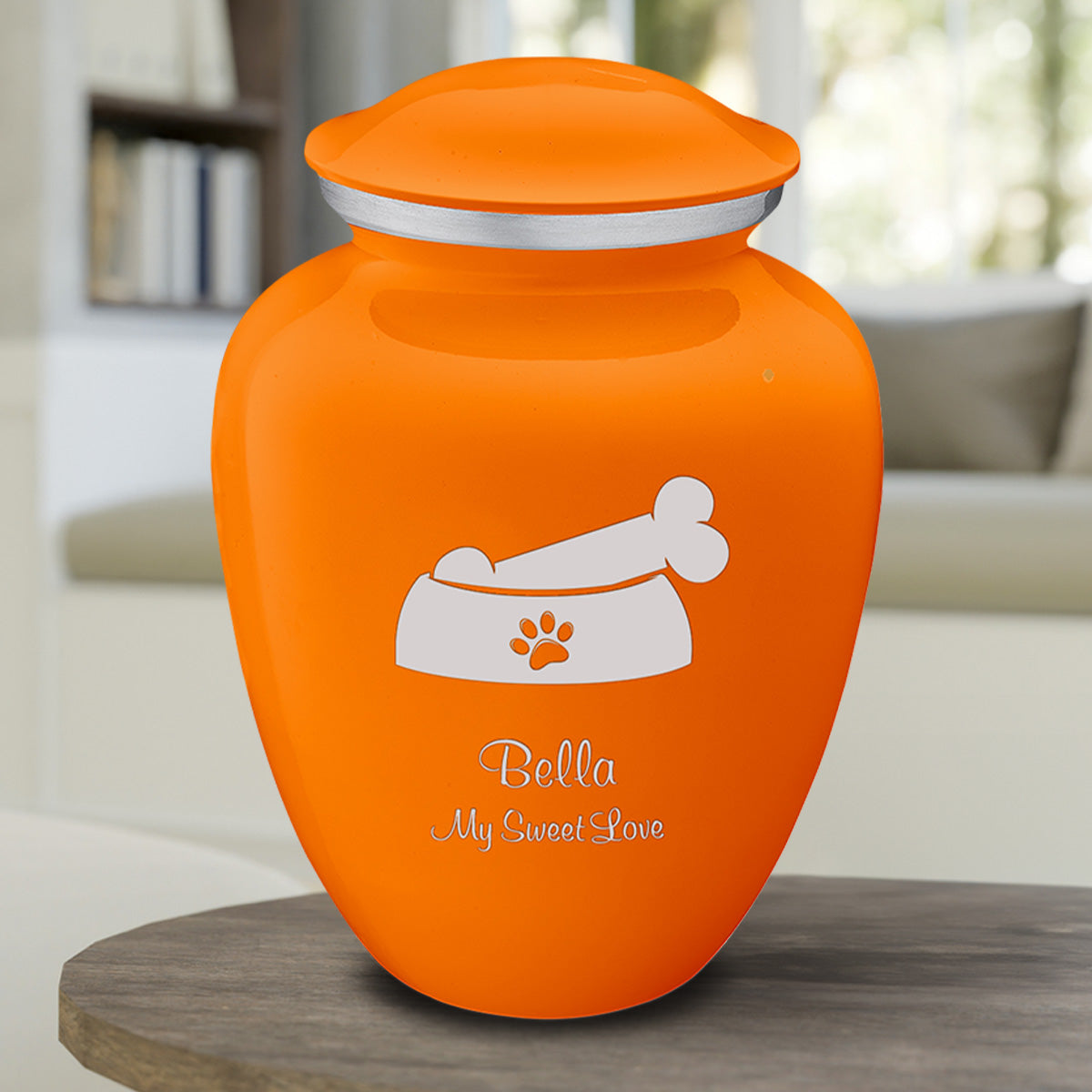 Large Embrace Burnt Orange Pet Dog Bone Cremation Urn