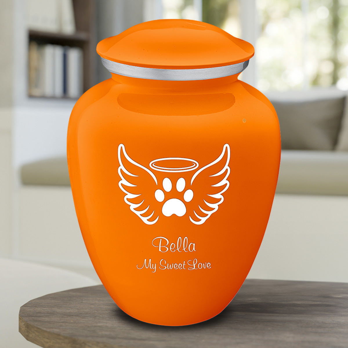 Large Embrace Burnt Orange Pet Angel Wings Cremation Urn