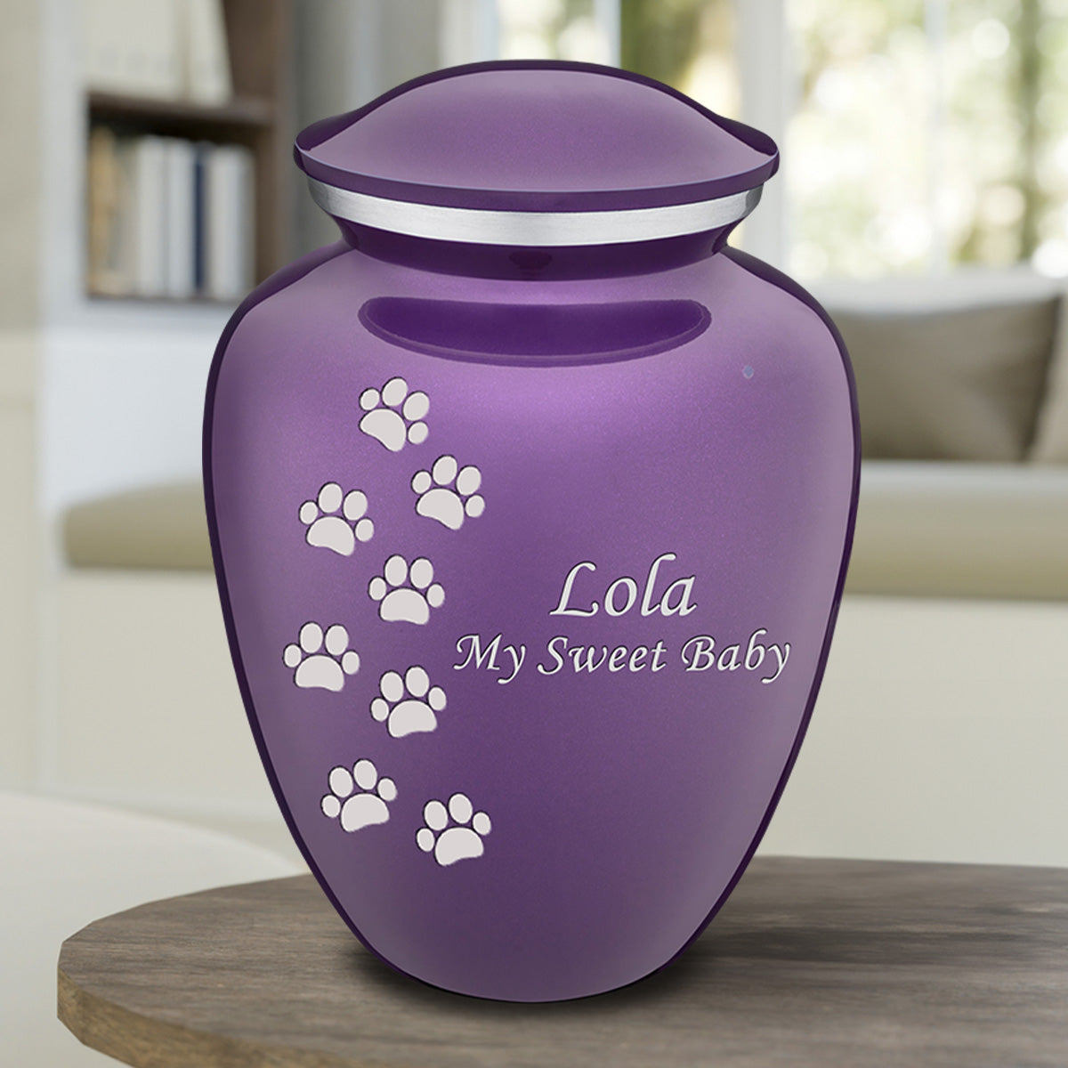 Large Embrace Purple Walking Paws Pet Cremation Urn