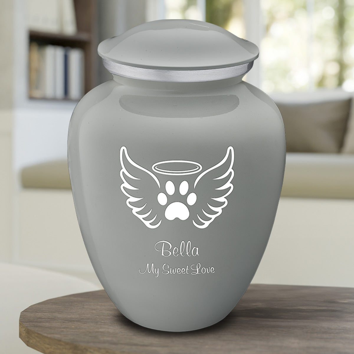 Large Embrace Slate Grey Pet Angel Wings Cremation Urn