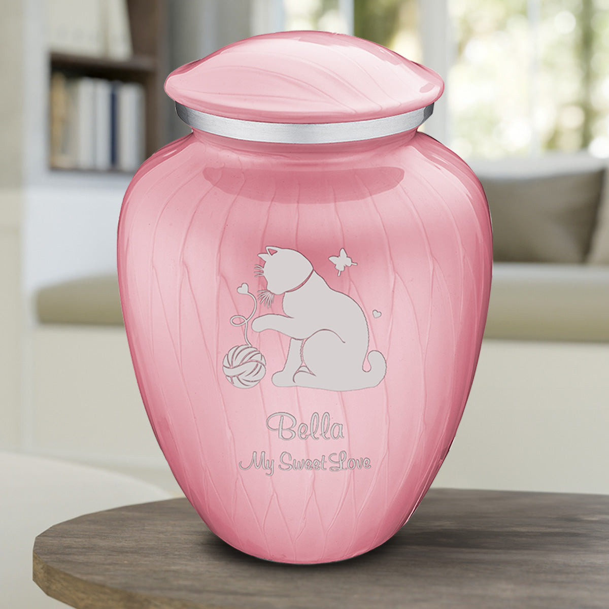 Large Embrace Pearl Pink Pet Fun Cat Cremation Urn
