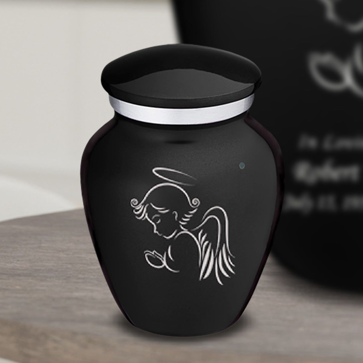 Keepsake Embrace Black Angel Cremation Urn