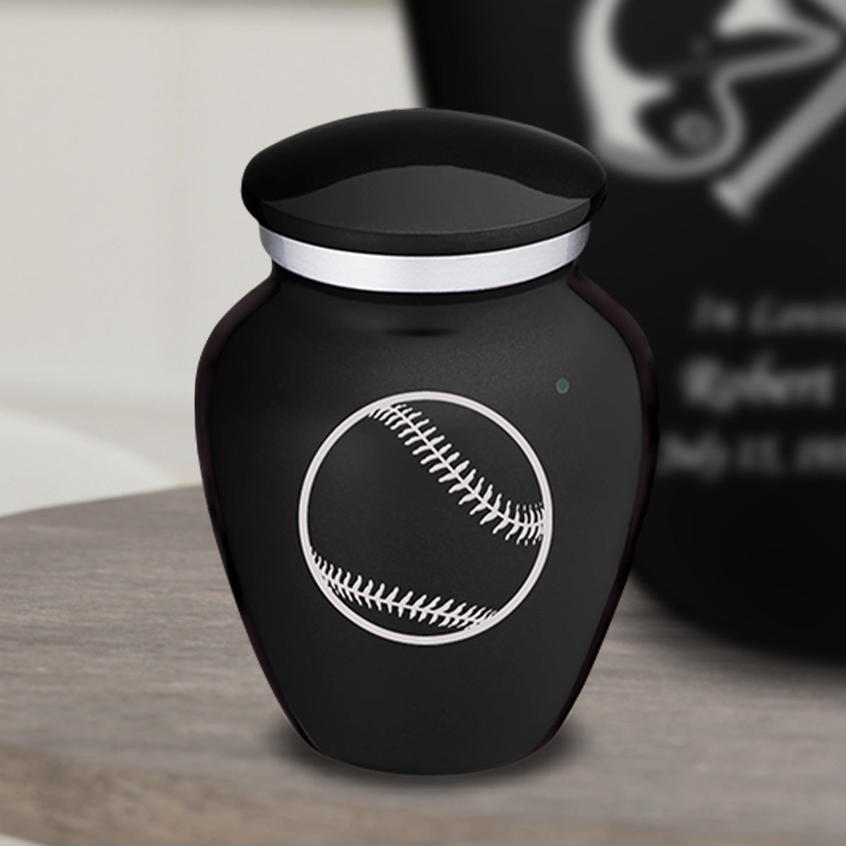 Keepsake Embrace Black Baseball Cremation Urn