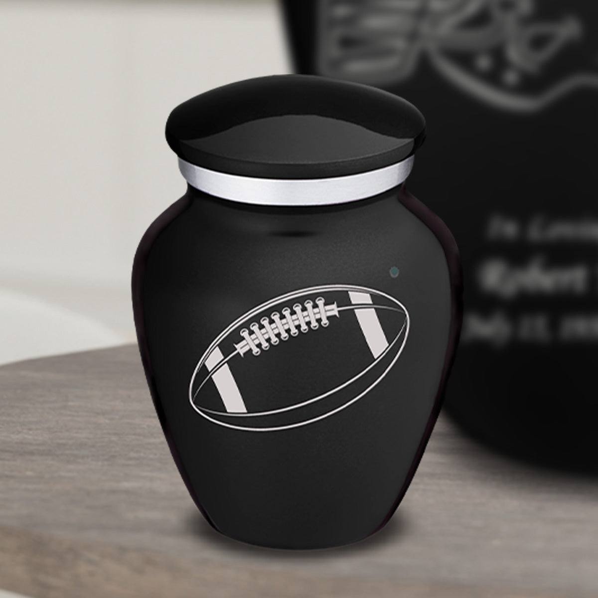 Keepsake Embrace Black Football Cremation Urn