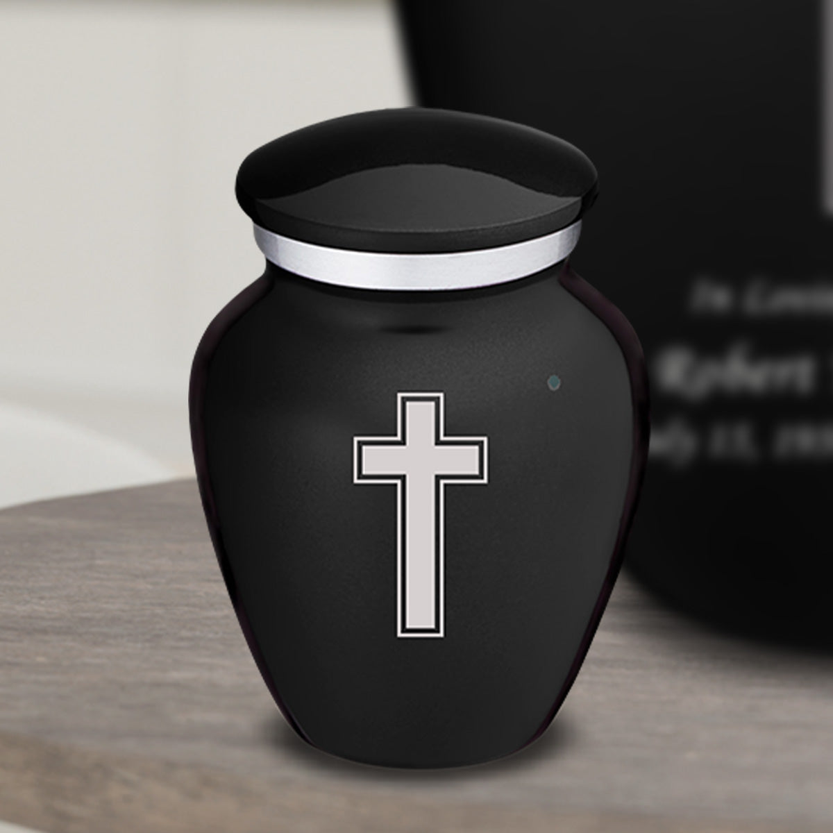 Keepsake Embrace Black Simple Cross Cremation Urn