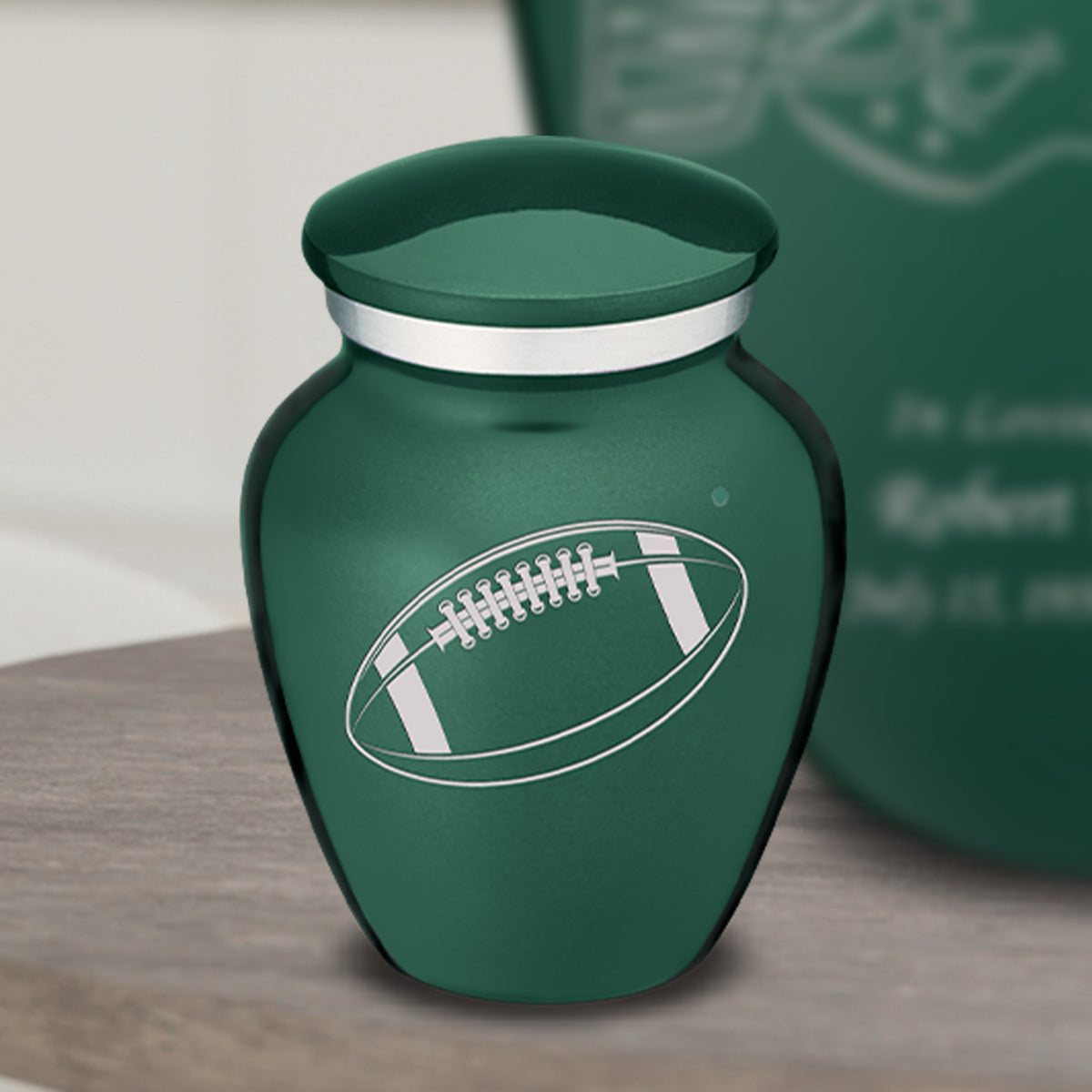 Keepsake Embrace Green Football Cremation Urn