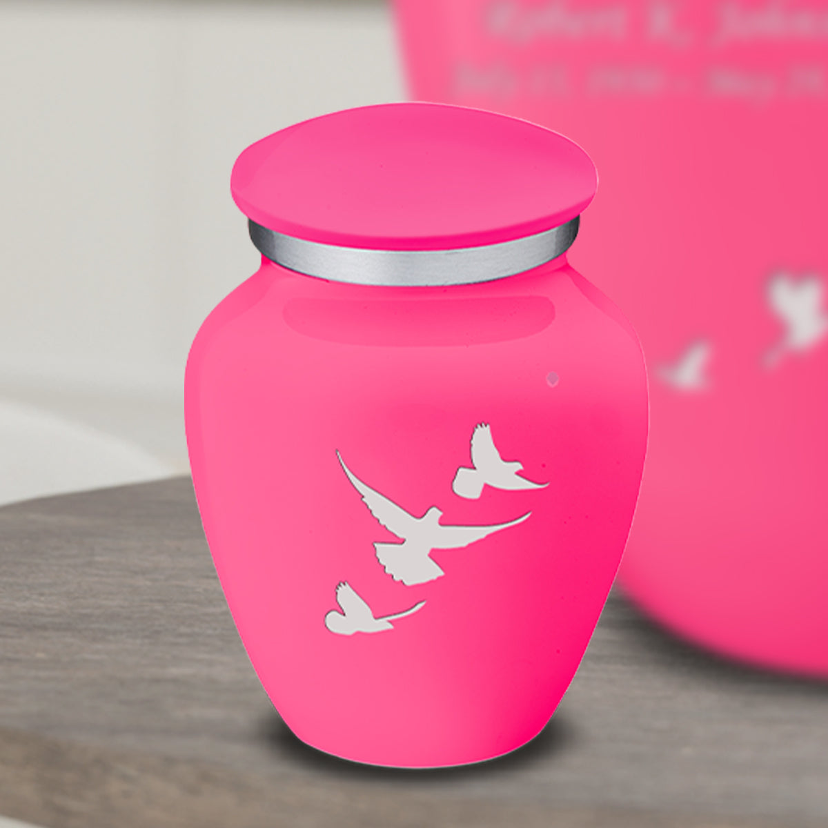 Keepsake Embrace Bright Pink Doves Cremation Urn