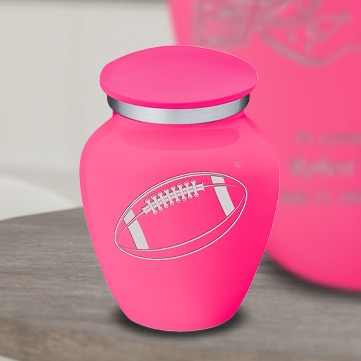 Keepsake Embrace Bright Pink Football Cremation Urn