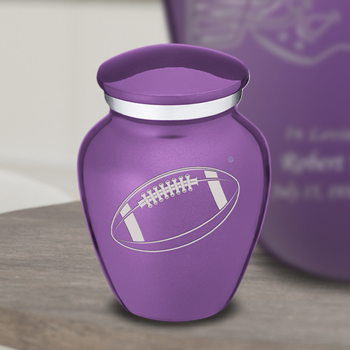 Keepsake Embrace Purple Football Cremation Urn