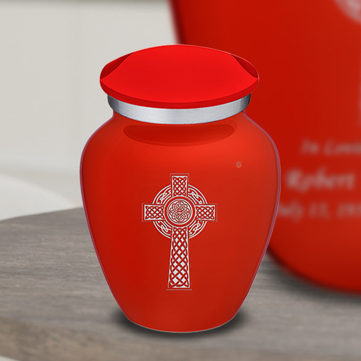 Keepsake Embrace Bright Red Celtic Cross Cremation Urn