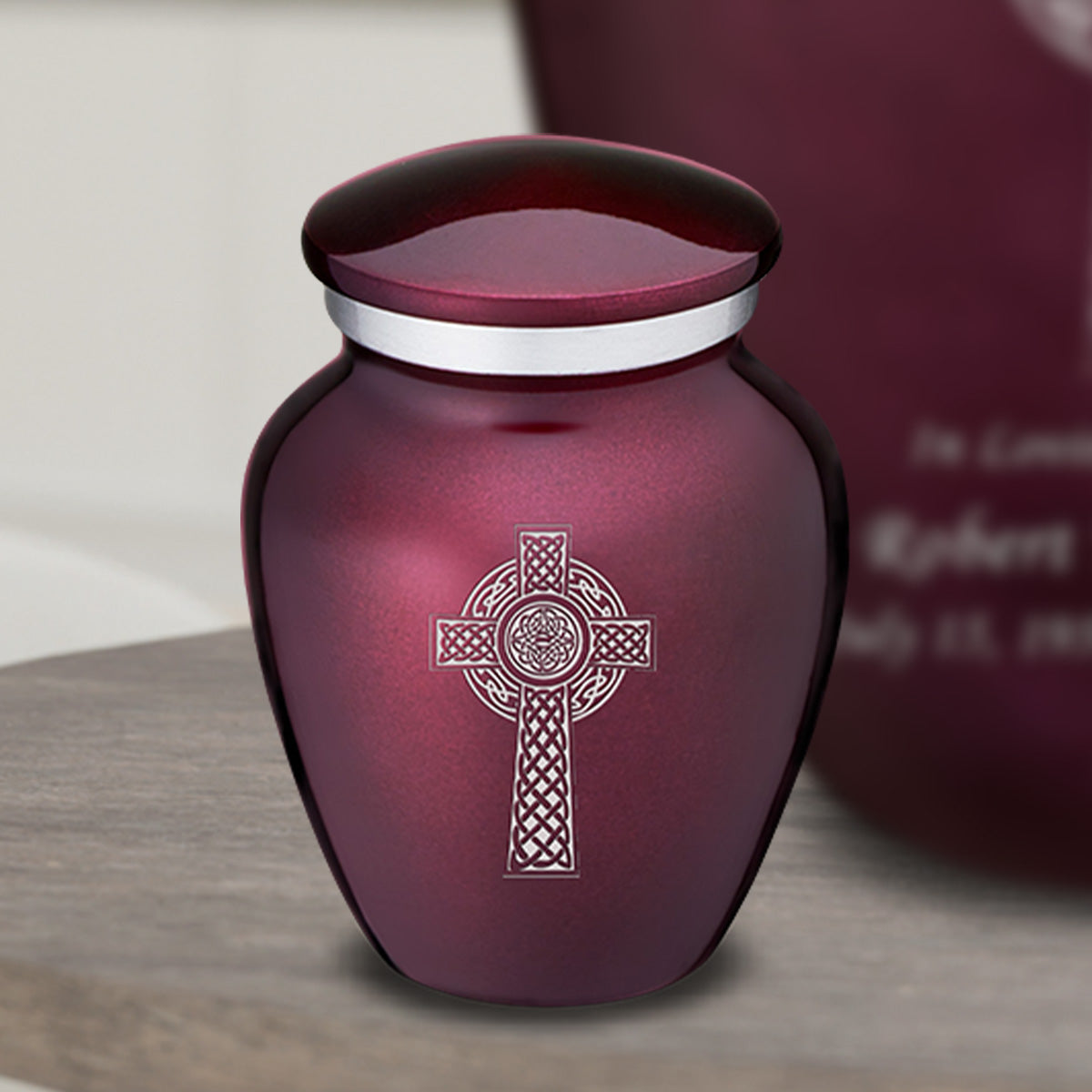 Keepsake Embrace Cherry Purple Celtic Cross Cremation Urn