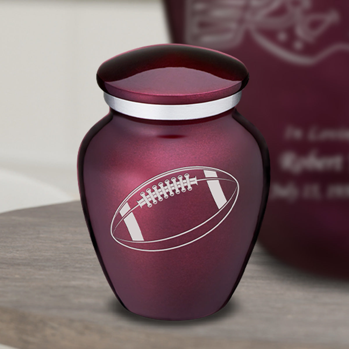 Keepsake Embrace Cherry Purple Football Cremation Urn