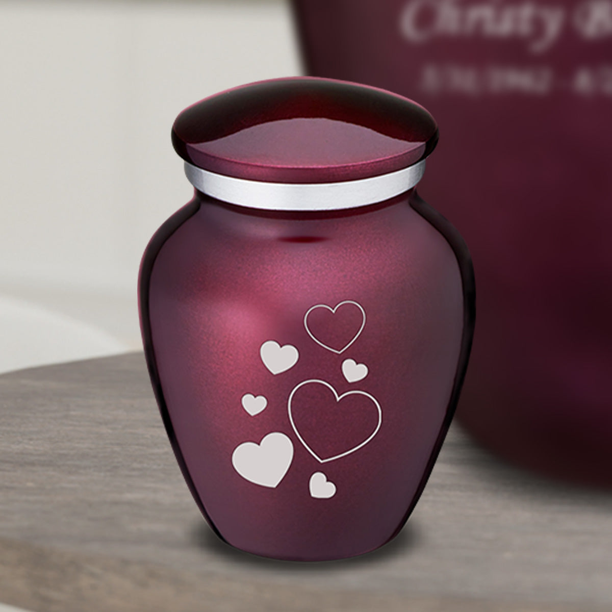 Keepsake Embrace Cherry Purple Floating Heart Cremation Urn