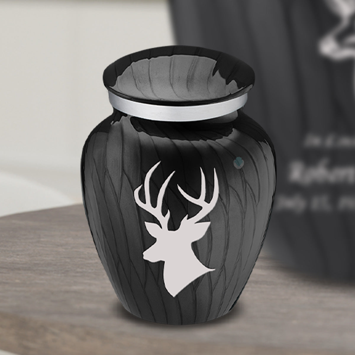 Keepsake Embrace Pearl Black Deer Cremation Urn
