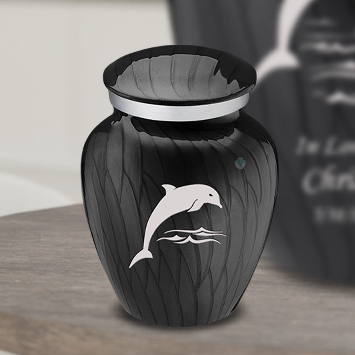Keepsake Embrace Pearl Black Dolphin Cremation Urn