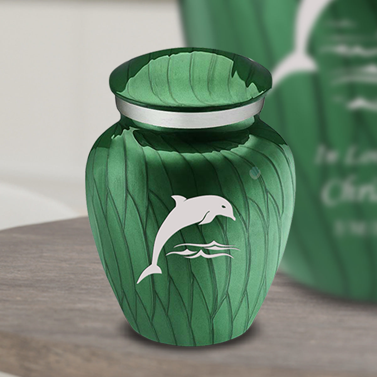 Keepsake Embrace Pearl Green Dolphin Cremation Urn