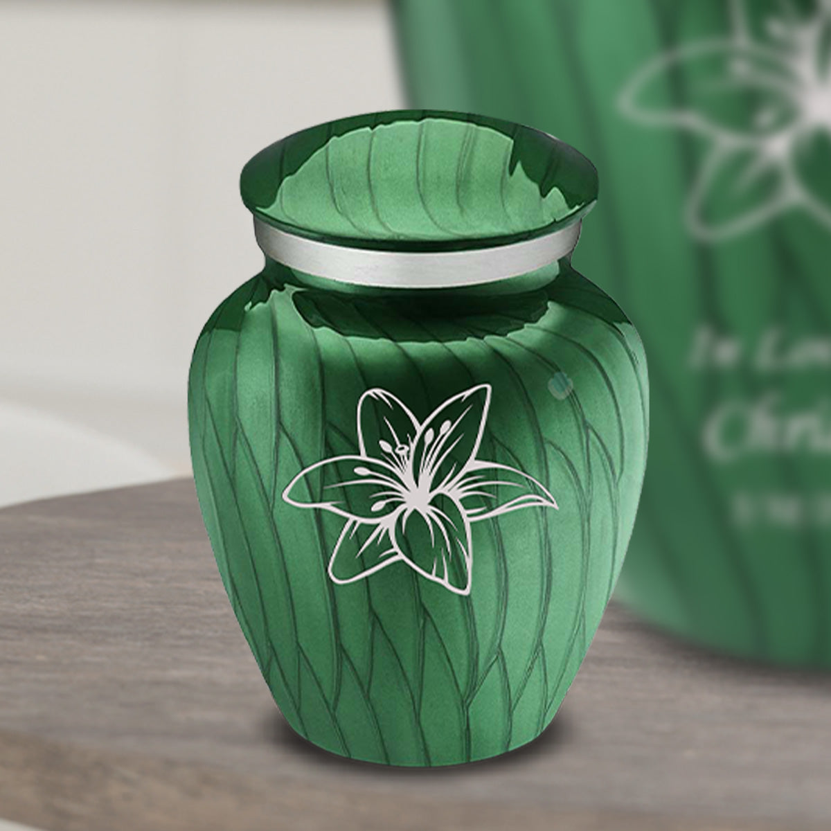 Keepsake Embrace Pearl Green Lily Cremation Urn