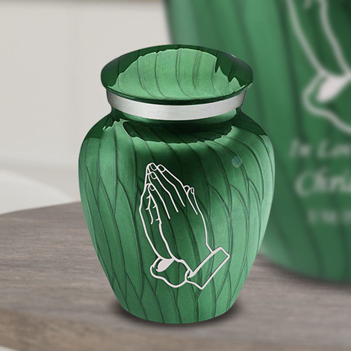 Keepsake Embrace Pearl Green Praying Hands Cremation Urn
