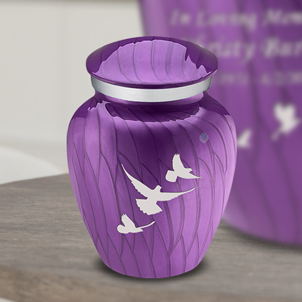 Keepsake Embrace Pearl Purple Doves Cremation Urn