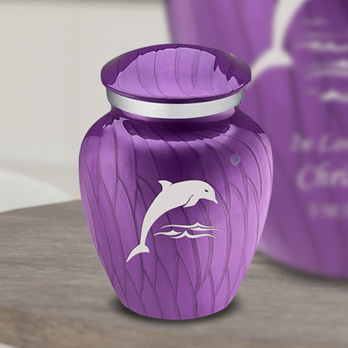 Keepsake Embrace Pearl Purple Dolphin Cremation Urn