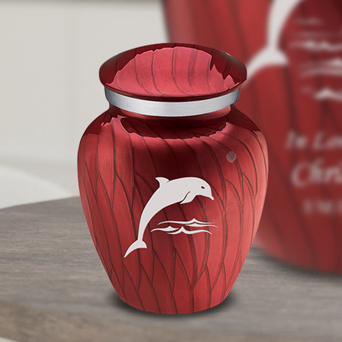 Keepsake Embrace Pearl Candy Red Dolphin Cremation Urn