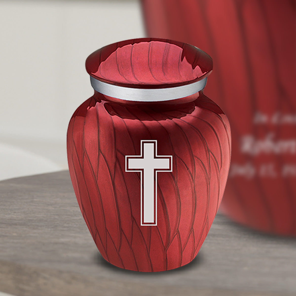 Keepsake Embrace Pearl Candy Red Simple Cross Cremation Urn