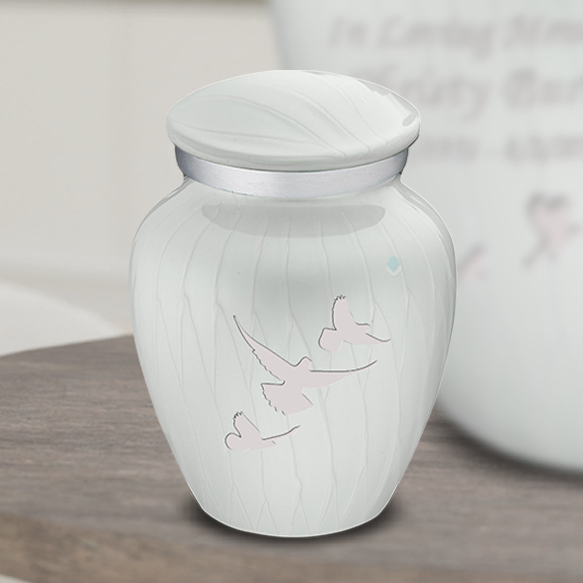 Keepsake Embrace Pearl White Doves Cremation Urn
