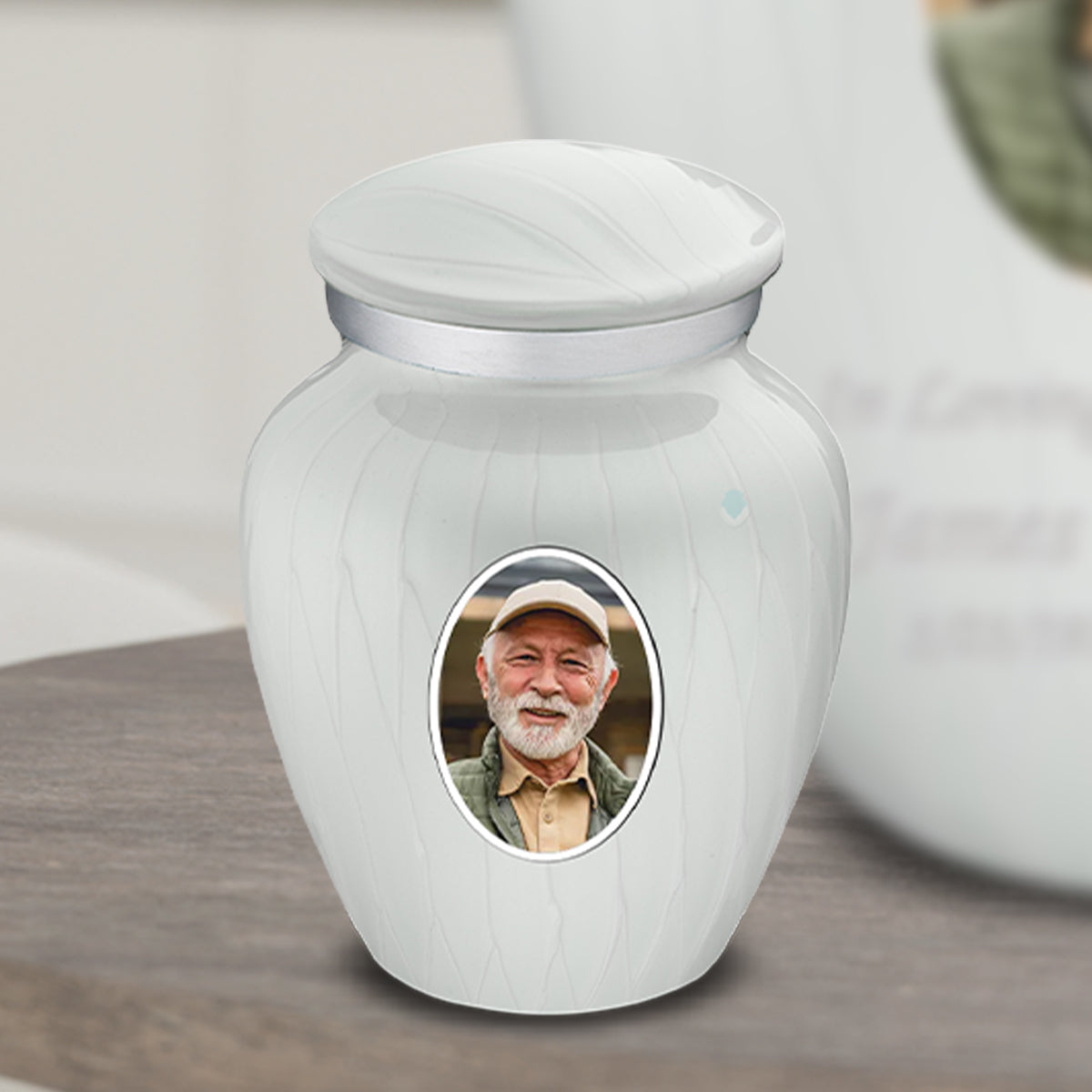 Keepsake Embrace Pearl White Portrait Cremation Urn