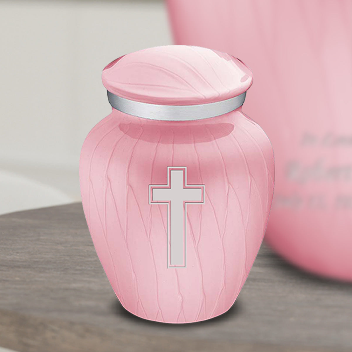 Keepsake Embrace Pearl Light Pink Simple Cross Cremation Urn