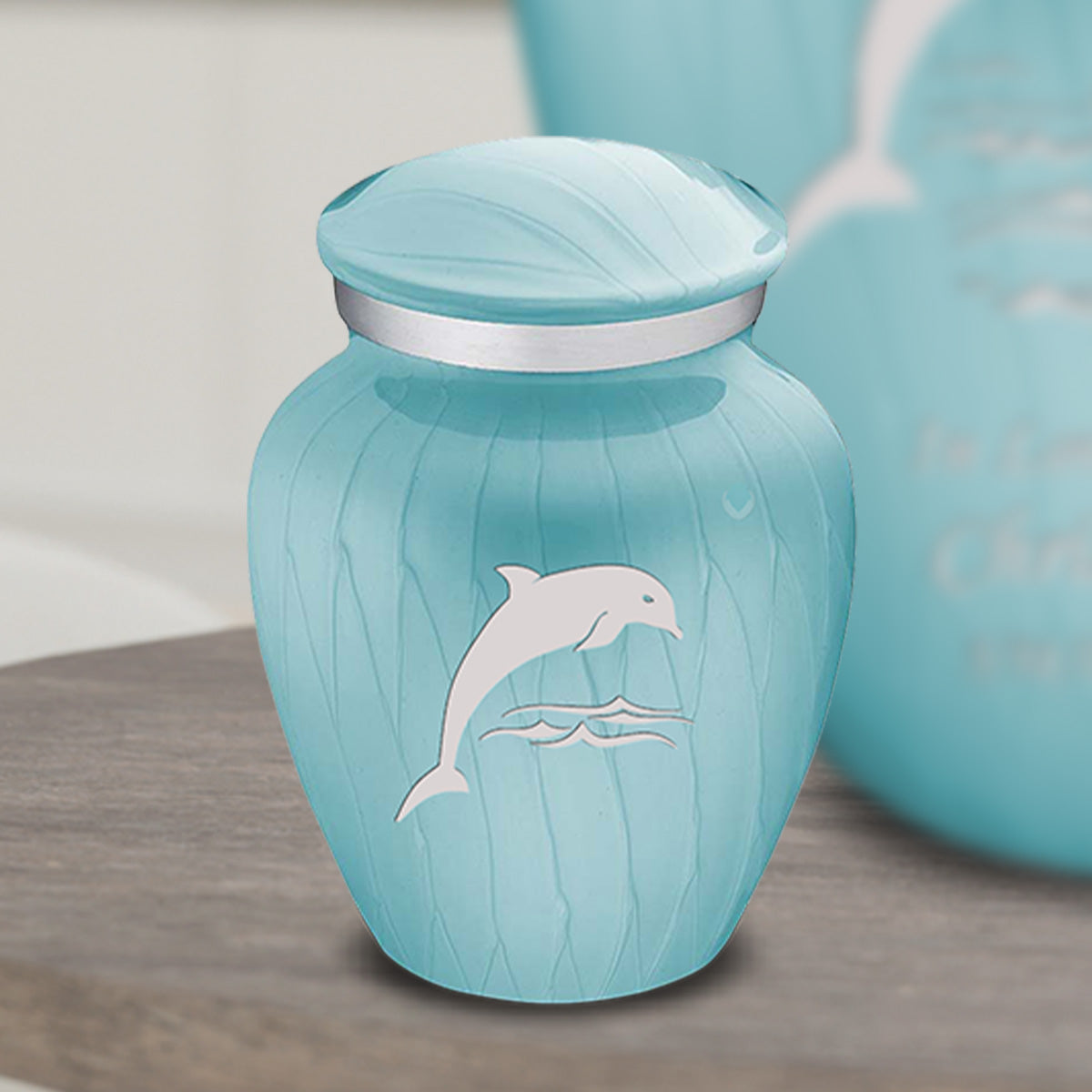 Keepsake Embrace Pearl Light Blue Dolphin Cremation Urn