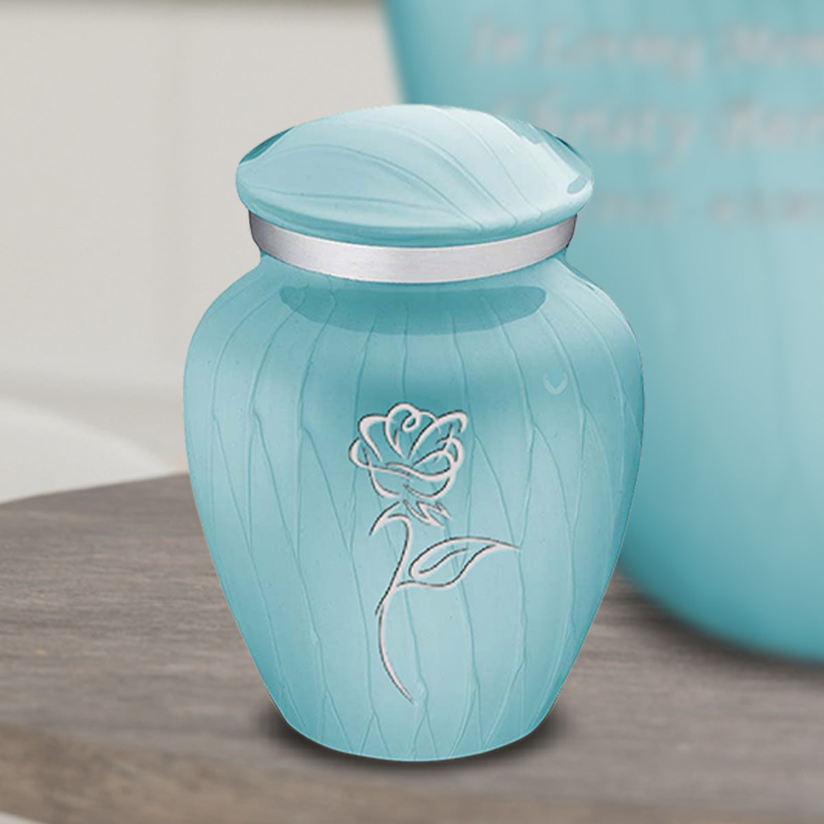 Keepsake Embrace Pearl Light Blue Rose Cremation Urn