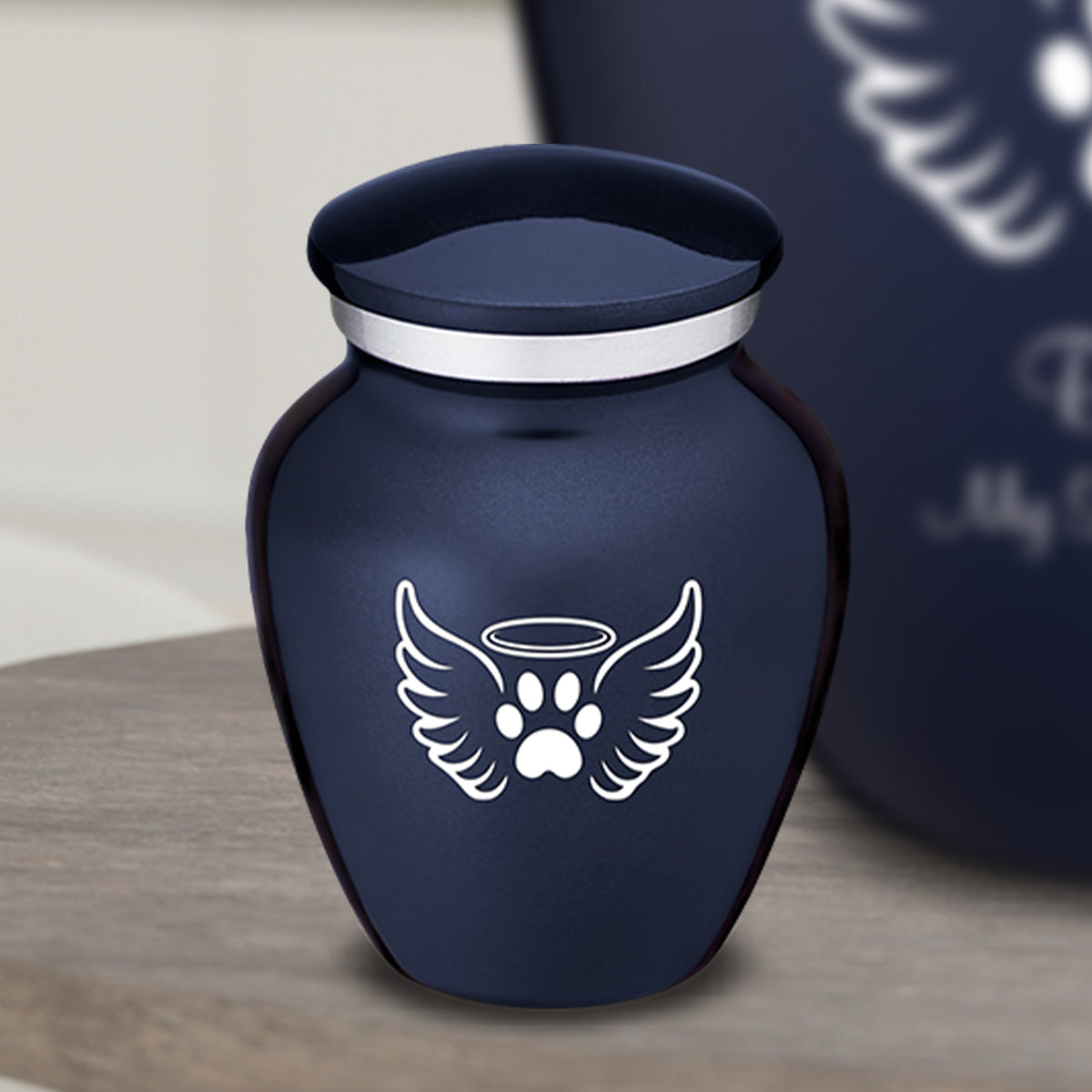 Keepsake Embrace Cobalt Blue Pet Angel Wings Cremation Urn